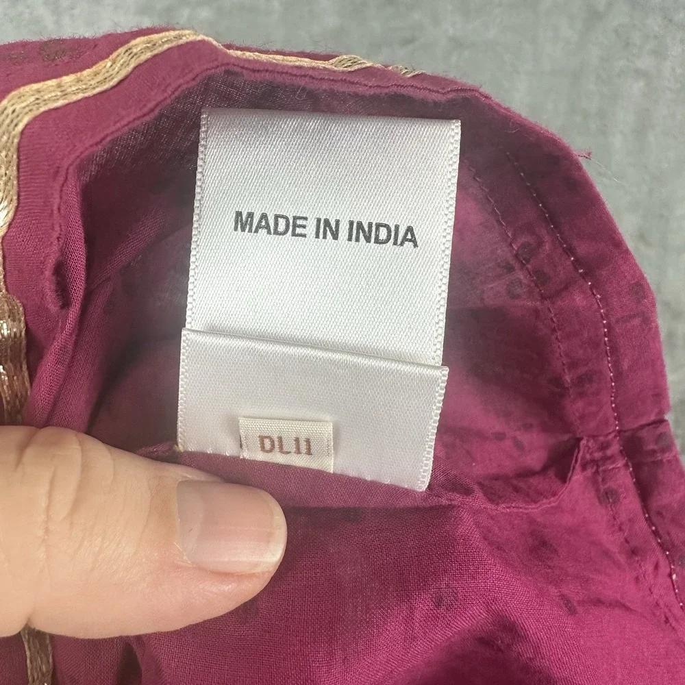 Fabindia Maxi Skirt Girls 8-10 Magenta Pink Gold Indian  Ethnic